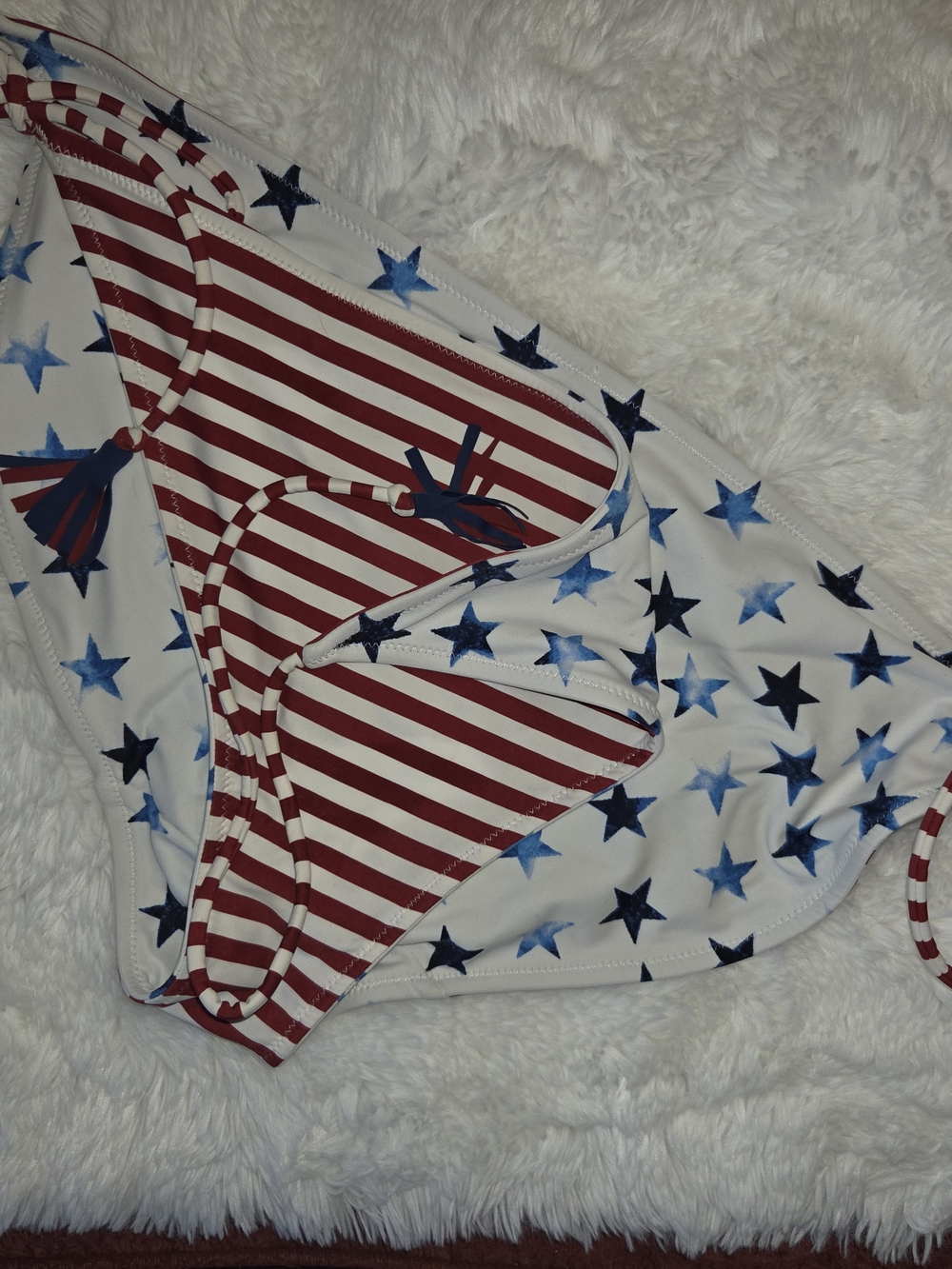 Red and White & Blue Striped LANE BRANT PLUS 18/20 2PC Bikini - Picture 3 of 5